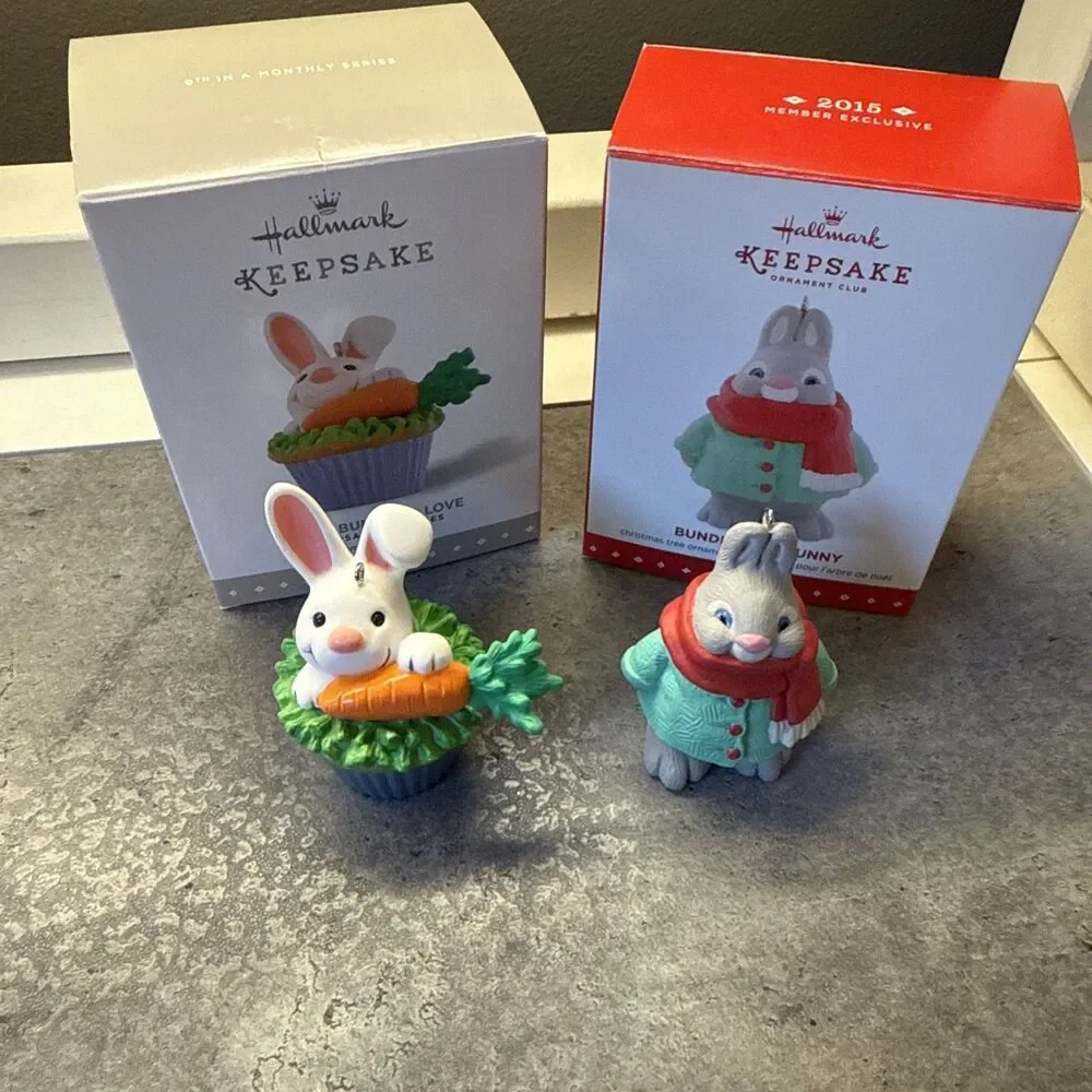 Hallmark Christmas Ornaments Some Bunny to Love And Bundled Up Bunny Set Of 2